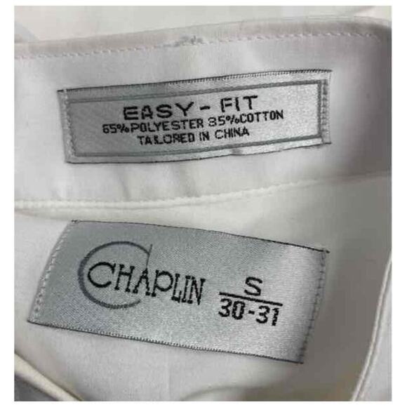 Men’s‎ Small 30-31 Chaplin White Tuxedo Shirt Pleated Front Easy-Fit Dress Shirt - Picture 2 of 4